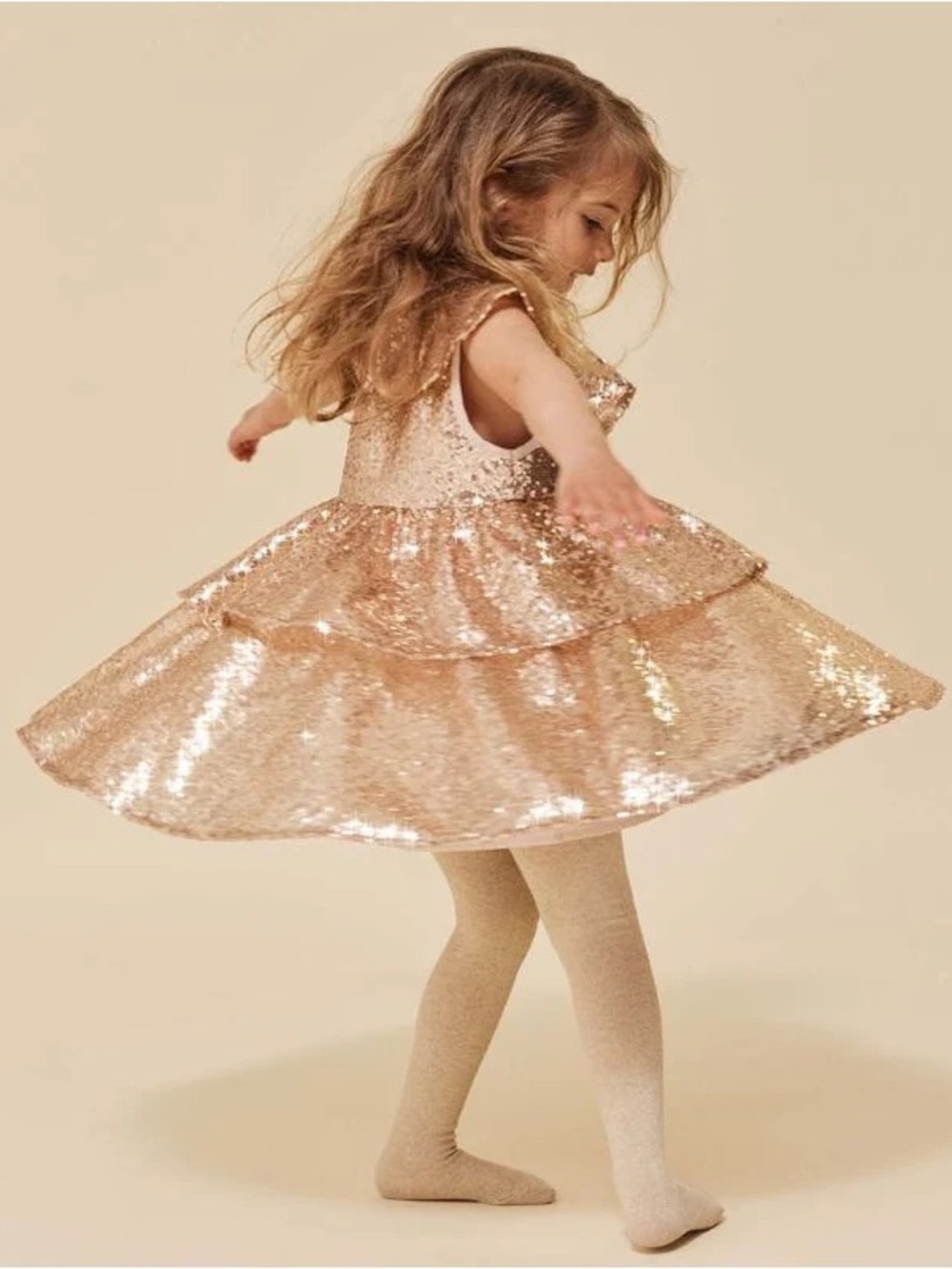 Starla Sequin Dress by Konges Slojd - 9-10y - Gold Blush
